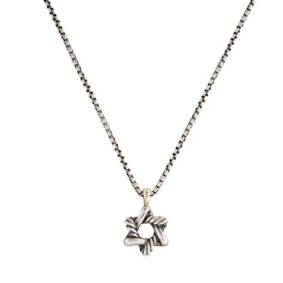 DAVID YURMAN TWO-TONE 14K YELLOW GOLD & STERLING STAR OF DAVID PENDANT NECKLACE - Picture 4 of 8